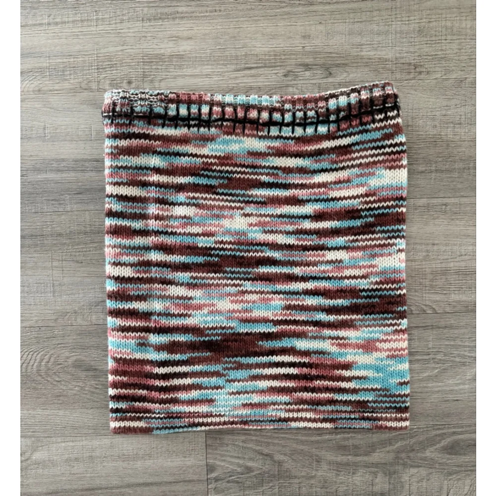 The Ragged Priest Striped Sweater Knit Tube Skirt Size M Brown Blue NWOT Y2K - Picture 3 of 5
